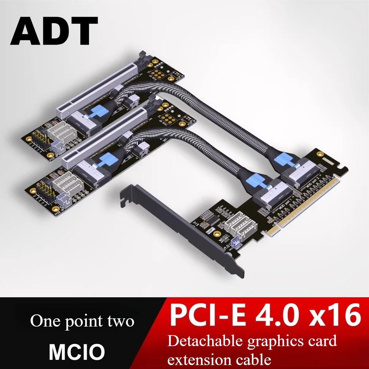 Разъемный удлинительный кабель видеокарты ADT PCIe 4.0x16 MCIO от одного до двух SFF-TA-1016 F36B-F37B
Разъемный удлинительный кабель видеокарты ADT PCIe 4.0x16 MCIO от одного до двух SFF-TA-1016 F36B-F37B