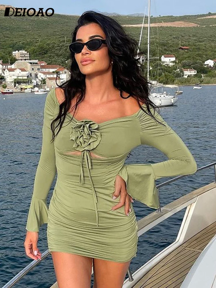 Deioao One-Shoulder Long-Sleeved Sexy Floral Mini Dresses Summer New Women Bell-Sleeved Pink High-Waisted Street Short Dresses
Deioao One-Shoulder Long-Sleeved Sexy Floral Mini Dresses Summer New Women Bell-Sleeved Pink High-Waisted Street Short Dresses