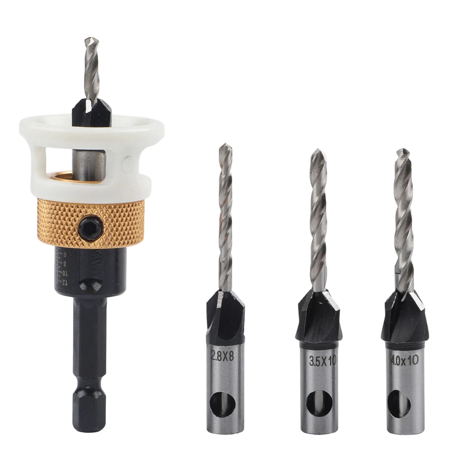 Depth Stop Drill Adjustable Drill Bits 4 Pieces Set Accurate Depth Control Hex Shank Design For Drilling Projects
Depth Stop Drill Adjustable Drill Bits 4 Pieces Set Accurate Depth Control Hex Shank Design For Drilling Projects