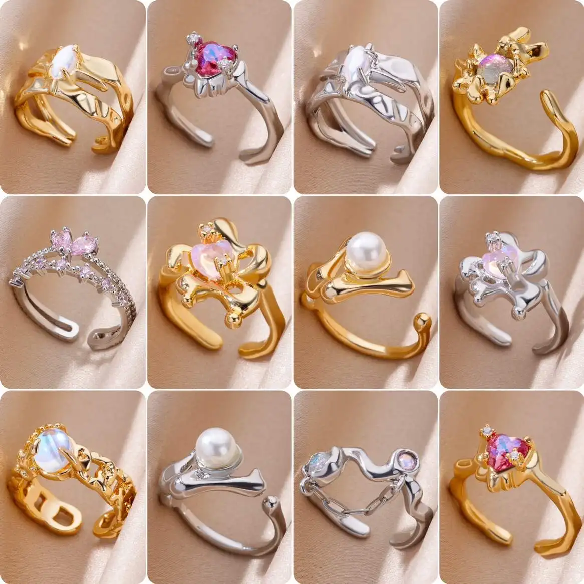 Zircon Irregular Double Layer Y2k Rings For Women Stainless Steel Gold Color Couple Ring Luxury Waterproof Wedding Jewelry BFF
Zircon Irregular Double Layer Y2k Rings For Women Stainless Steel Gold Color Couple Ring Luxury Waterproof Wedding Jewelry BFF