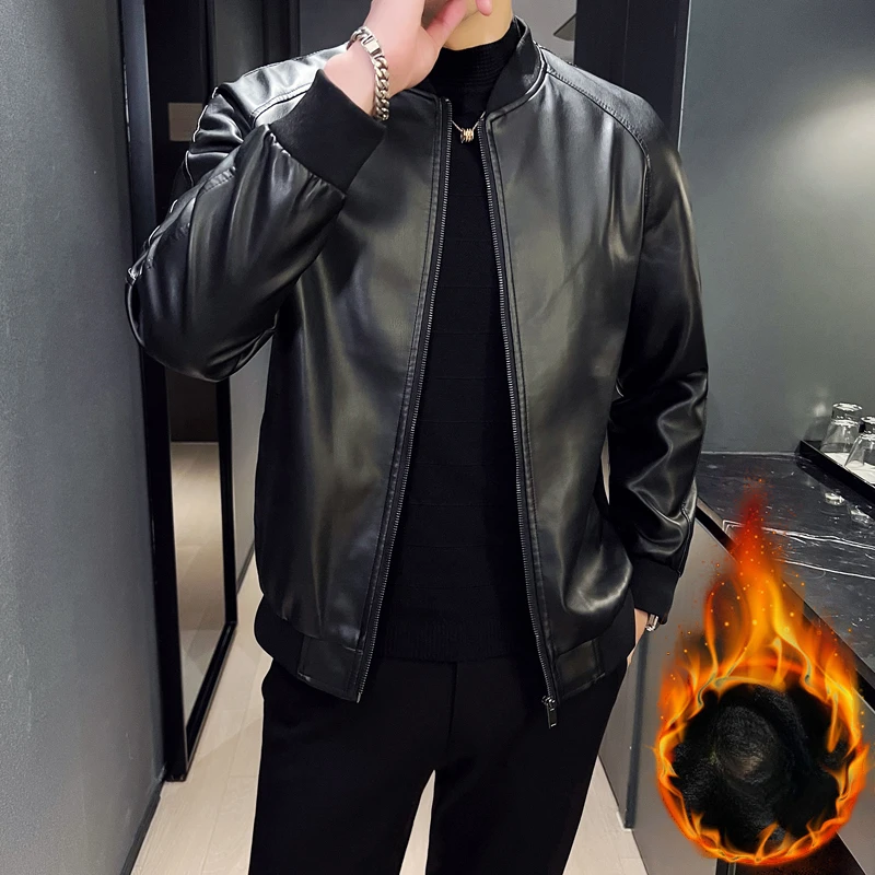 Solid Motorcycle Thicken Faux Leather Jackets Coat Men Slim Warm Fashion Autumn Winter Streetwear Male Casual Cardigan Outerwear
Solid Motorcycle Thicken Faux Leather Jackets Coat Men Slim Warm Fashion Autumn Winter Streetwear Male Casual Cardigan Outerwear