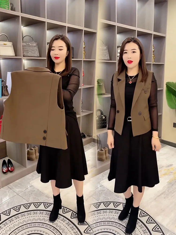 Women's Suit Vest Autumn New Sle No-Sve Briti Sle Button Split Outerwear Trendy Commute Sle Double-Row Button Pure...
Women's Suit Vest Autumn New Sle No-Sve Briti Sle Button Split Outerwear Trendy Commute Sle Double-Row Button Pure...
