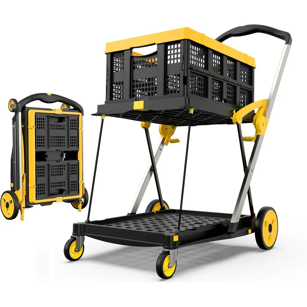 Foldable 200 lbs Capacity Shopping Cart with Wheels and Storage Basket, Yellow
Foldable 200 lbs Capacity Shopping Cart with Wheels and Storage Basket, Yellow