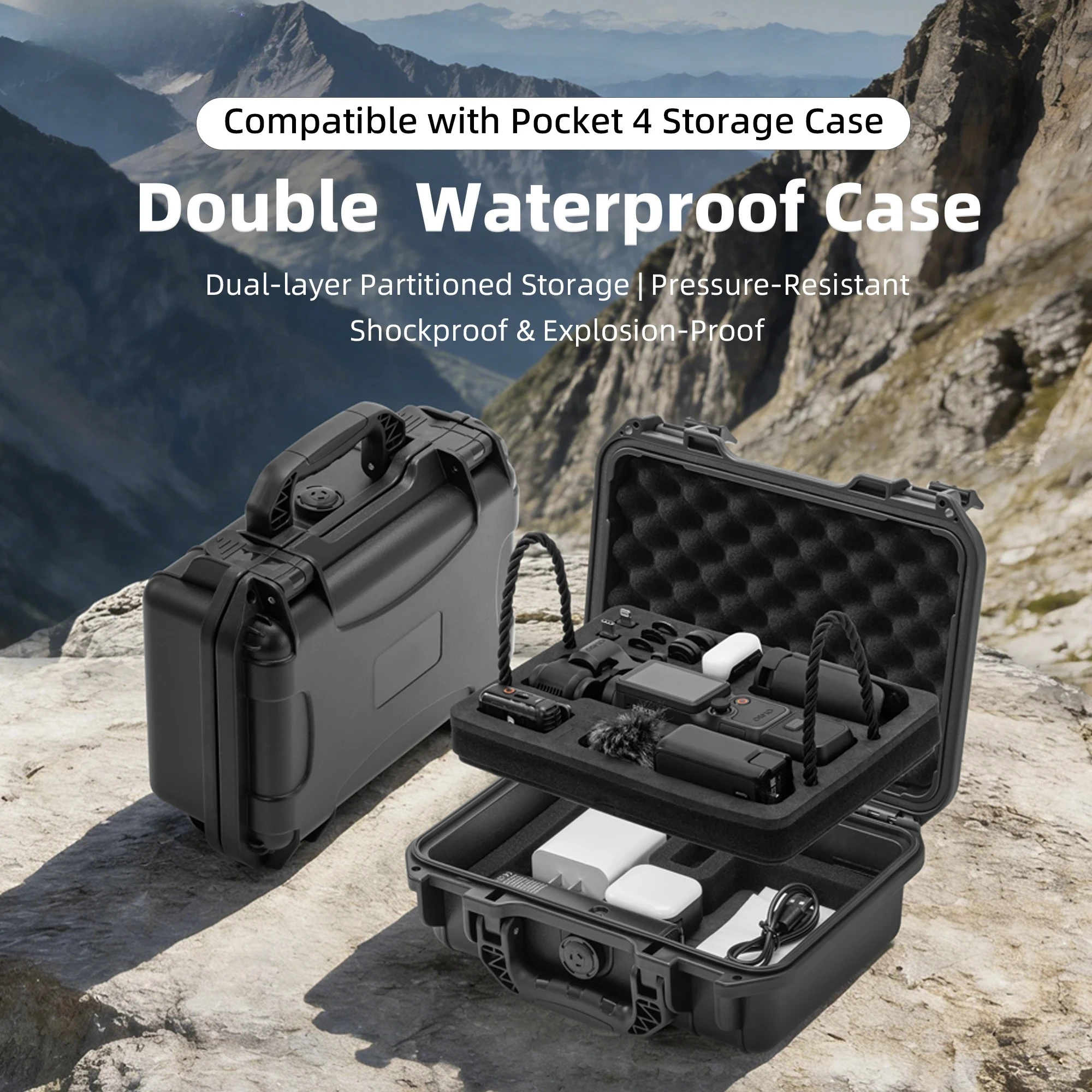 For DJI Pocket 4 Hard Case Explosion-Proof Waterproof Storage Box All-in-One Travel Carrying Bag Handheld Camera Accessory Kit