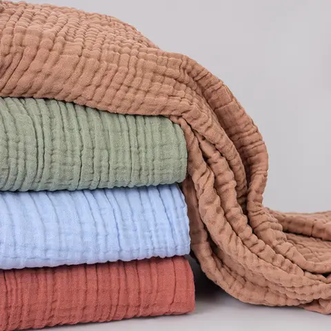 Tessuto di garza a doppio strato 100% cotone crêpe tessuto da cucire morbido per il vestito da bambino fai da te mussola coperta da tiro asciugamano da bagno tovagliolo panno