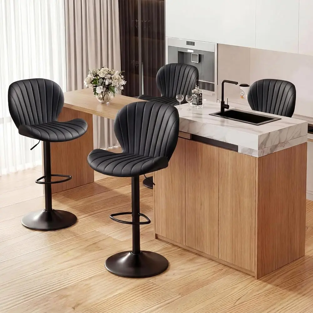 Set of 4 Swivel Adjustable Bar Stools, Leather Upholstered Counter Height with Backrest, Comfortable Barstools for Kitchen Islan
Set of 4 Swivel Adjustable Bar Stools, Leather Upholstered Counter Height with Backrest, Comfortable Barstools for Kitchen Islan