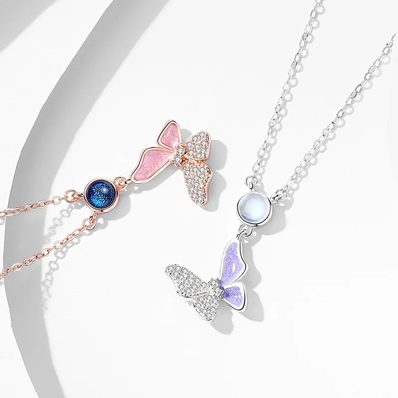 Authentic 925 Sterling Silver Enamel Butterfly Two-Color Pendant Chain Necklaces For Girl Women Wedding Party Jewelry Gift
Authentic 925 Sterling Silver Enamel Butterfly Two-Color Pendant Chain Necklaces For Girl Women Wedding Party Jewelry Gift