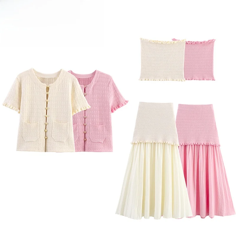 ZBZA Spring New Women's Knitted Layered Decoration Outerwear Wrap Chest Top Knitted Dr Sweet Sle ort Sve round Ne
ZBZA Spring New Women's Knitted Layered Decoration Outerwear Wrap Chest Top Knitted Dr Sweet Sle ort Sve round Ne