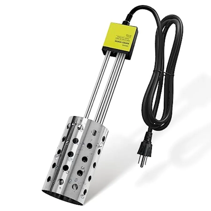 1000W Electric Immersion Heater, Bucket Water Heater with 304 Stainless-Steel Guard, Submersible Bucket Heater with Thermostat
1000W Electric Immersion Heater, Bucket Water Heater with 304 Stainless-Steel Guard, Submersible Bucket Heater with Thermostat