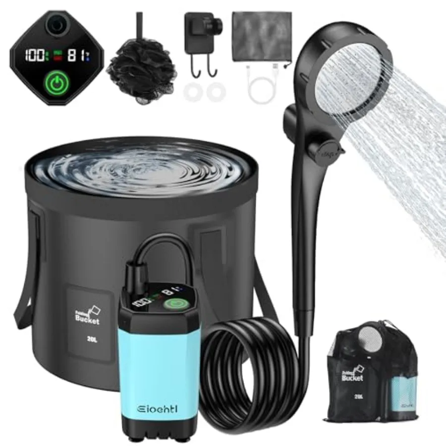 Portable Camping Shower, Camping Shower Camp Shower with 5 Gallons Collapsible Bucket, Portable Shower for Hiking, Travel, Car,
Portable Camping Shower, Camping Shower Camp Shower with 5 Gallons Collapsible Bucket, Portable Shower for Hiking, Travel, Car,