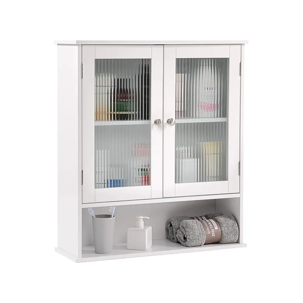 Bathroom Wall Cabinet With Glass Doors, Medicine Cabinet With Adjustable Shelves, Space Saver Over Toilet Storage Cabinet For 
Bathroom Wall Cabinet With Glass Doors, Medicine Cabinet With Adjustable Shelves, Space Saver Over Toilet Storage Cabinet For