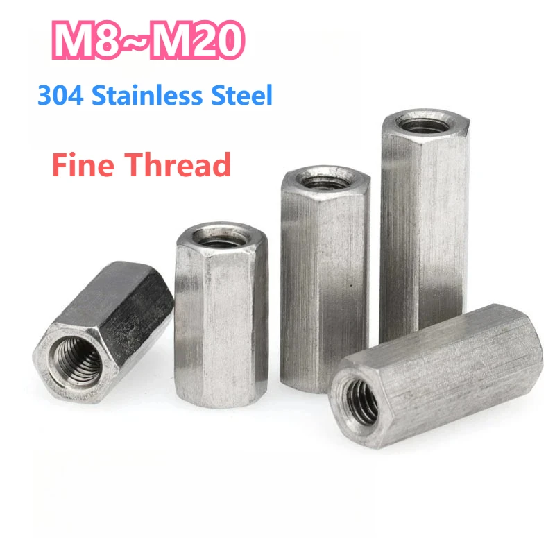 304 Stainless Steel Fine Thread Hex Rod Coupling Nuts Extension Joint Nut Screws Connection Thread Nut M8 M10 M12 M14 M16 M18M20
304 Stainless Steel Fine Thread Hex Rod Coupling Nuts Extension Joint Nut Screws Connection Thread Nut M8 M10 M12 M14 M16 M18M20