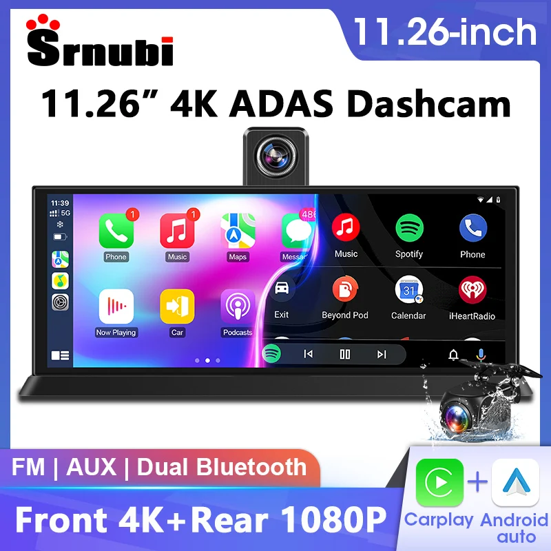 Portable 11.26" ADAS DVR 4K Camera Wireless CarPlay Android Auto Dash Cam Bluetooth Audio GPS Dashboard Video Recorder FM AUX
Portable 11.26" ADAS DVR 4K Camera Wireless CarPlay Android Auto Dash Cam Bluetooth Audio GPS Dashboard Video Recorder FM AUX