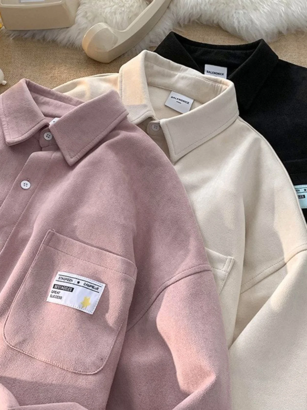 Men's Oversized Long Sve Suede irt Casual Loose Outerwear Autumn Faion Breathable Polyester Fabric Button Detail
Men's Oversized Long Sve Suede irt Casual Loose Outerwear Autumn Faion Breathable Polyester Fabric Button Detail