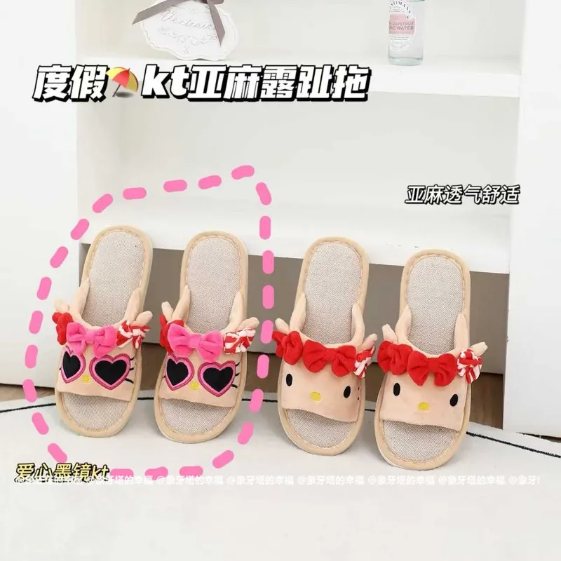 Sanrios Cute Cartoon Black Leather Vacation Hellokittys Cotton and Linen Open-toed Slippers Summer Home Non-slip Linen Sandals
Sanrios Cute Cartoon Black Leather Vacation Hellokittys Cotton and Linen Open-toed Slippers Summer Home Non-slip Linen Sandals