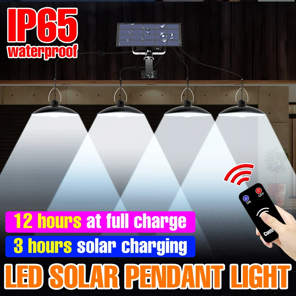 Solar Pendant Light IP65 Waterproof Outdoor Chandelier Exterior Wall Lamps Portable Emergency Lighting With Remote 1/2/3/4Heads
Solar Pendant Light IP65 Waterproof Outdoor Chandelier Exterior Wall Lamps Portable Emergency Lighting With Remote 1/2/3/4Heads