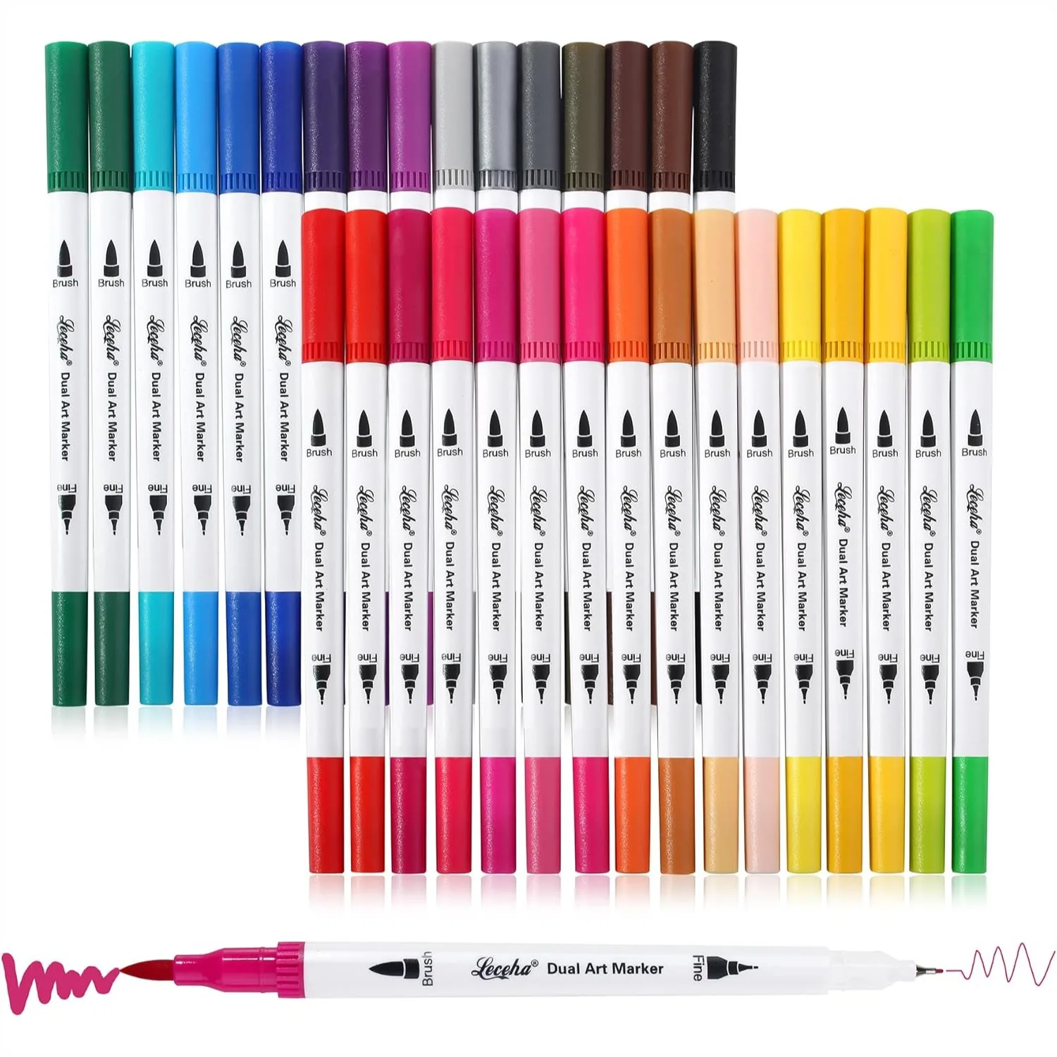 Dual Tip Art Markers for Adult Coloring Books, 32 Watercolor Pens with Fine and Brush Tip for Journaling and Planning
Dual Tip Art Markers for Adult Coloring Books, 32 Watercolor Pens with Fine and Brush Tip for Journaling and Planning