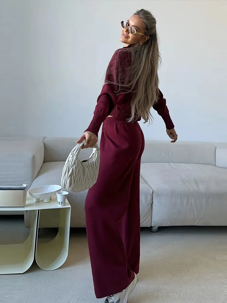 knit Two-piece set Women Fashion Long Sleeve Zipper Sweater Pullover Tie up Pocket Wide Leg Pant Suit Loose Casual Sport Sets
knit Two-piece set Women Fashion Long Sleeve Zipper Sweater Pullover Tie up Pocket Wide Leg Pant Suit Loose Casual Sport Sets