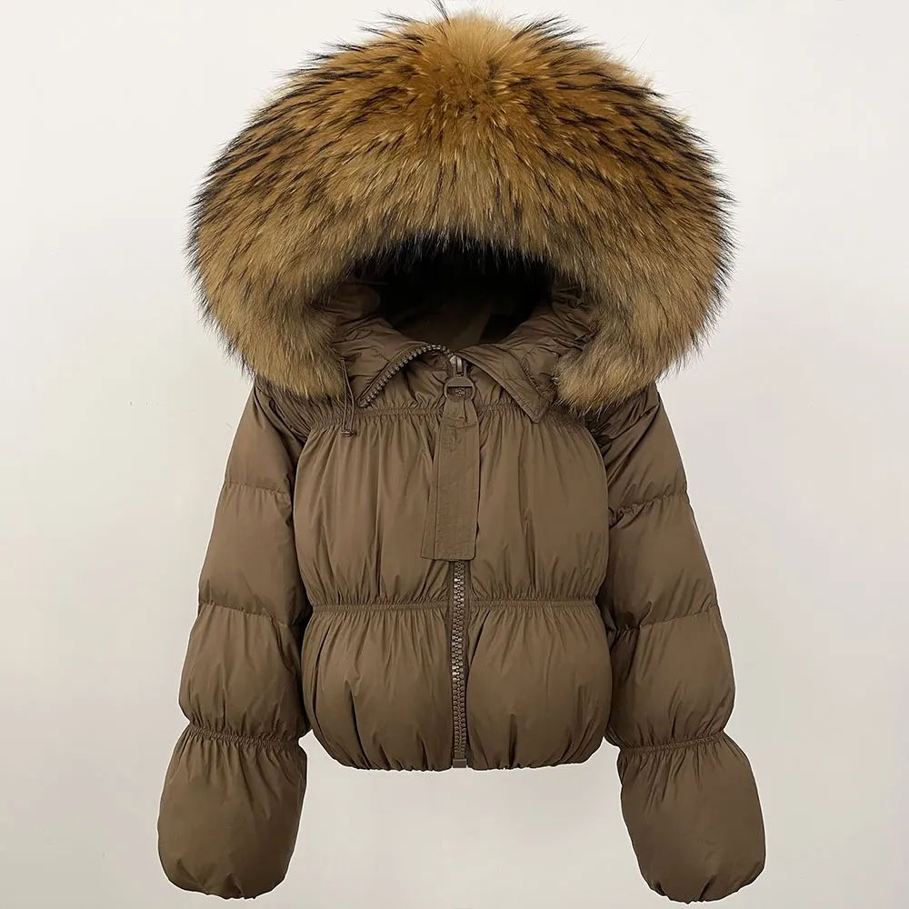Hooded Winter Real Raccoon Fur Collar Down Jacket Real Fur Coat Women White Duck Down Thickened Warm Belted Puffer Jacket
Hooded Winter Real Raccoon Fur Collar Down Jacket Real Fur Coat Women White Duck Down Thickened Warm Belted Puffer Jacket