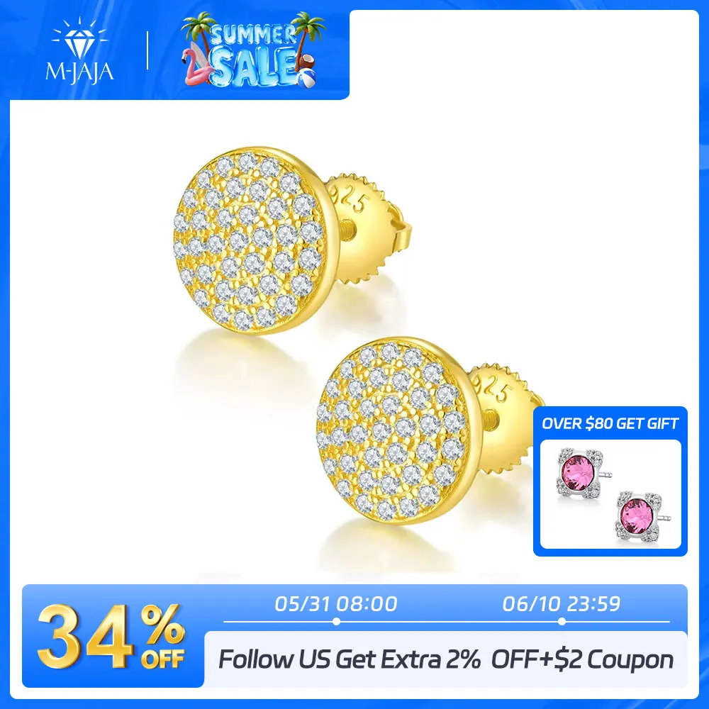 M-JAJA Full Moissanite Round Stud Earrings for Women 100% S925 Sterling Silver Diamond Earrings for Men Hip Hop Luxury Jewelry
M-JAJA Full Moissanite Round Stud Earrings for Women 100% S925 Sterling Silver Diamond Earrings for Men Hip Hop Luxury Jewelry