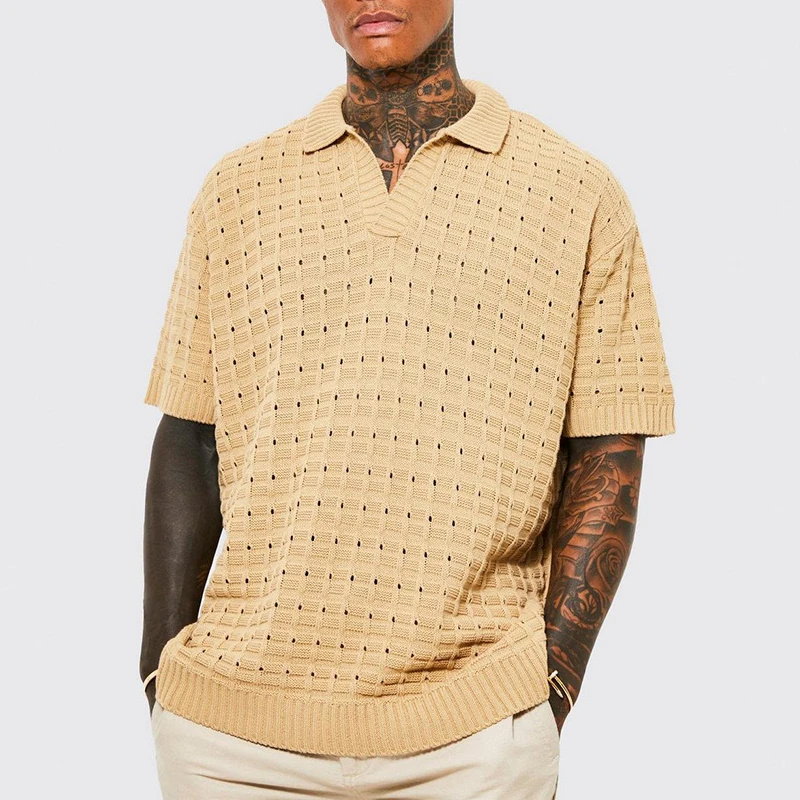 Streetwear Mens Fashion Knitwear Polo Shirts Casual Solid Color Oversized Tops For Men Summer Trendy Lapel Knitted Polo T Shirt
Streetwear Mens Fashion Knitwear Polo Shirts Casual Solid Color Oversized Tops For Men Summer Trendy Lapel Knitted Polo T Shirt