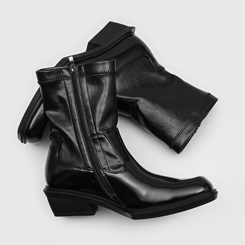 Trendy British Style Men's Chelsea Boots Zipper Thickened Heightening Sharp Head Motorcycle Boots Short Tube Winter Warm
Trendy British Style Men's Chelsea Boots Zipper Thickened Heightening Sharp Head Motorcycle Boots Short Tube Winter Warm
