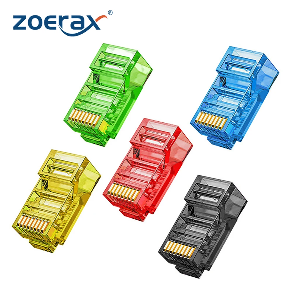 ZoeRax RJ45 Cat6 Pass Through Connectors, Assorted Colors, EZ to Crimp Modular Plug for Solid or Stranded UTP Network Cable
ZoeRax RJ45 Cat6 Pass Through Connectors, Assorted Colors, EZ to Crimp Modular Plug for Solid or Stranded UTP Network Cable