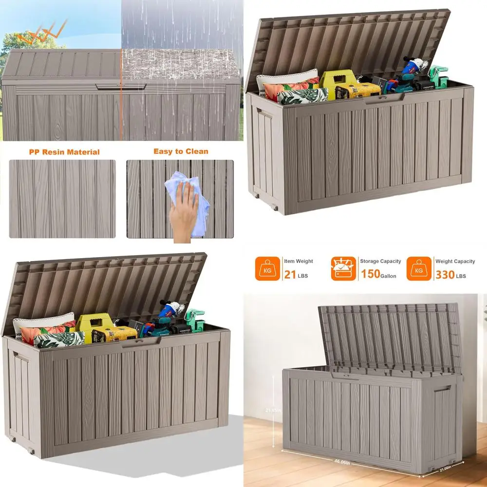 Gray 75 Gallon Lockable Outdoor Storage Box for Patio, Garden Tools, and Furniture
Gray 75 Gallon Lockable Outdoor Storage Box for Patio, Garden Tools, and Furniture