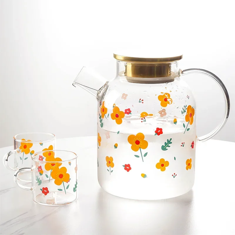 Glass Cold Water Kettle, Cold Water Kettle Set, Fruit Juice, Flower Tea, Fruit Tea Pot, Tea Maker, Large Capacity Tea Cup Tray
Glass Cold Water Kettle, Cold Water Kettle Set, Fruit Juice, Flower Tea, Fruit Tea Pot, Tea Maker, Large Capacity Tea Cup Tray