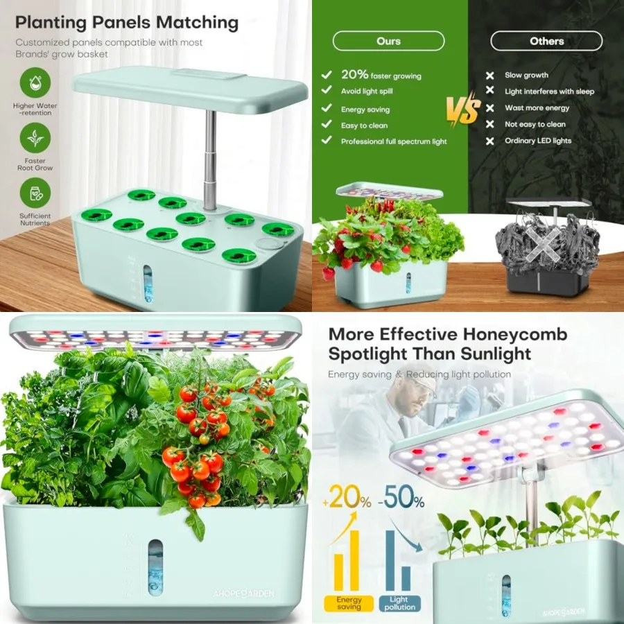 Indoor Garden Hydroponics Growing System: 10 Pods Plant Germination Kit Herb Vegetable Growth Lamp Countertop with LED Grow Lig
Indoor Garden Hydroponics Growing System: 10 Pods Plant Germination Kit Herb Vegetable Growth Lamp Countertop with LED Grow Lig