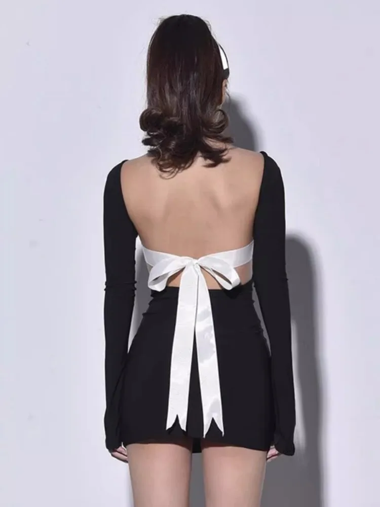 ADAgirl Backless Lace Up Black Sexy Dress Slim Fit Pagoda Sleeve Mini Dress for Women Elegant Fashion Ladies Hip Wrap Dresses
ADAgirl Backless Lace Up Black Sexy Dress Slim Fit Pagoda Sleeve Mini Dress for Women Elegant Fashion Ladies Hip Wrap Dresses