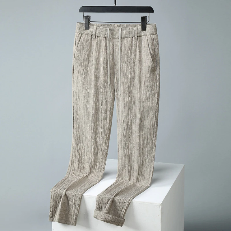 Thin Ice Silk Cool Casual Pants Men's Pleated Texture Elastic Waist Long Pants Summer Straight Trend Men's Pants
Thin Ice Silk Cool Casual Pants Men's Pleated Texture Elastic Waist Long Pants Summer Straight Trend Men's Pants