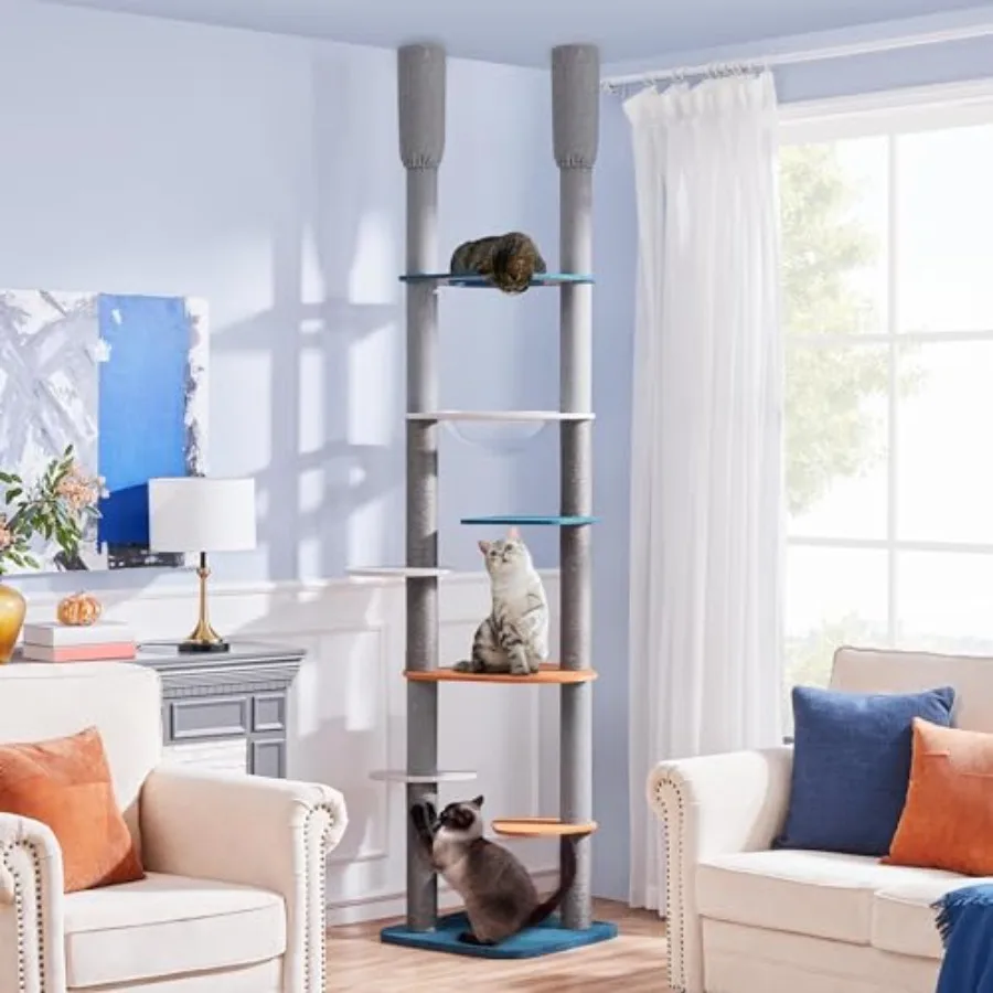 Floor to Ceiling Cat Tree with Adjustable Height 95-103In 6 Scratching Posts Sturdy Platforms Multi-Level Window Perches Wooden
Floor to Ceiling Cat Tree with Adjustable Height 95-103In 6 Scratching Posts Sturdy Platforms Multi-Level Window Perches Wooden
