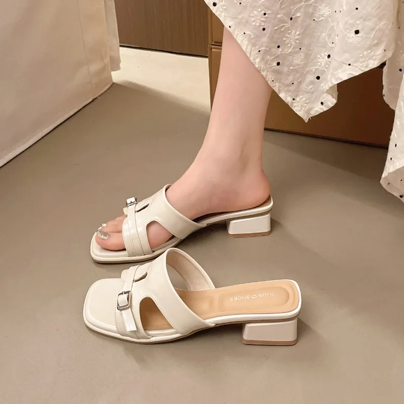 Summernew Arrival Shoes Soft Bottom Square Toe Sandals Women's Mid-heeled Outweareasiest for Match Lazy Slippers Beach Slippers
Summernew Arrival Shoes Soft Bottom Square Toe Sandals Women's Mid-heeled Outweareasiest for Match Lazy Slippers Beach Slippers