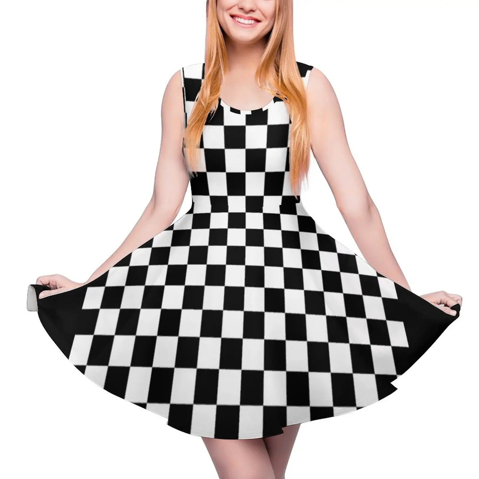 Black and White Checkerboard Sleeveless Dress women formal occasion dresses womens clothing
Black and White Checkerboard Sleeveless Dress women formal occasion dresses womens clothing