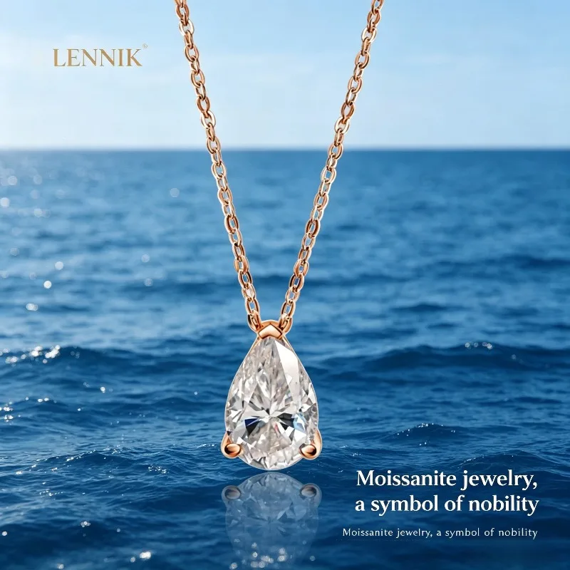 LENNIK Solitaire Pear Cut 1-5CT D Color Moissanite Diamond Pendant for Women 925 Silver Plated 18k Rose Gold Chain Necklace GRA
LENNIK Solitaire Pear Cut 1-5CT D Color Moissanite Diamond Pendant for Women 925 Silver Plated 18k Rose Gold Chain Necklace GRA
