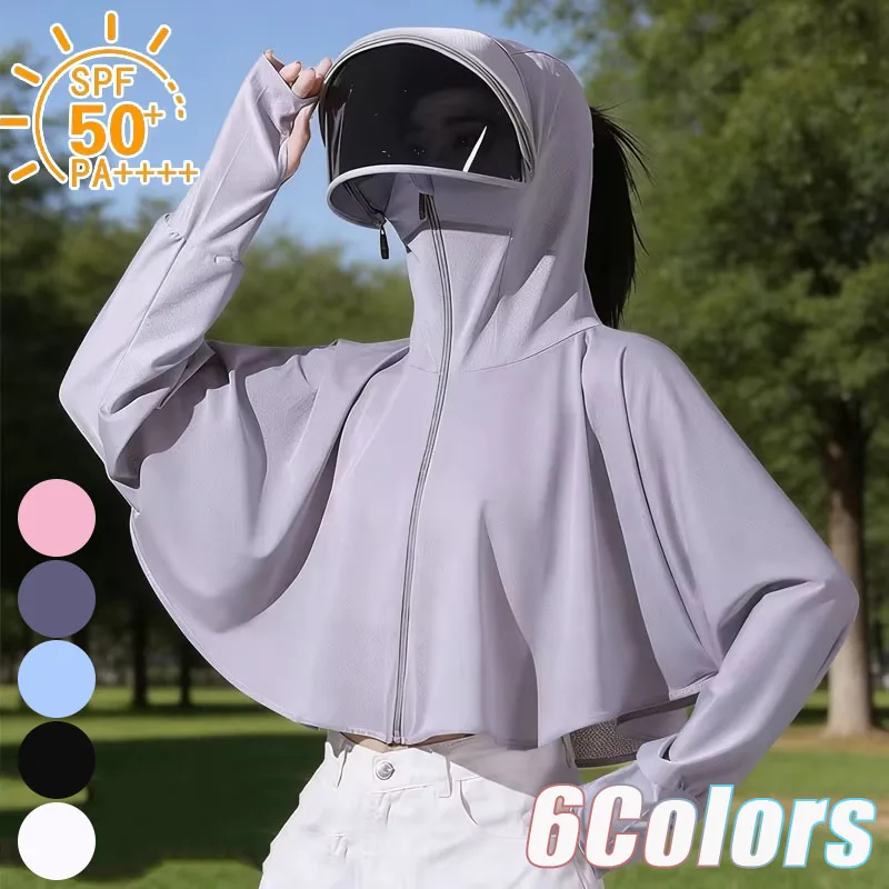 UPF+ 50 Sun Protection Hoodie for Women Ice Silk Breathable Thin Face Mask Neck Coverage for Cycling Travel Summer Outdoor
UPF+ 50 Sun Protection Hoodie for Women Ice Silk Breathable Thin Face Mask Neck Coverage for Cycling Travel Summer Outdoor