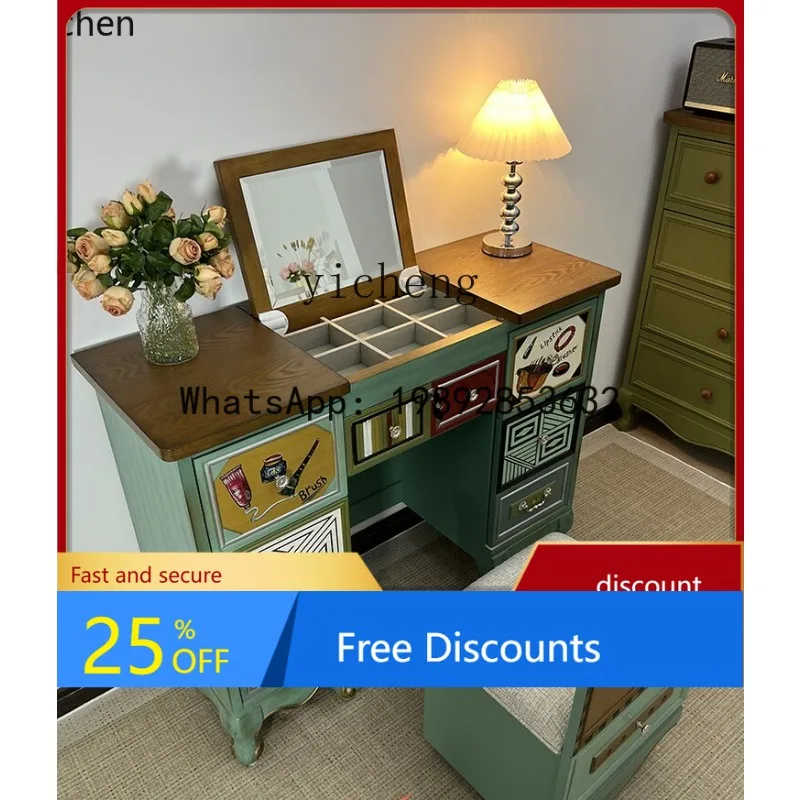 AA French Makeup Table Art Flip European Style Bedroom Cabinet Vintage Mid-Century Solid Wood Dressing Table
AA French Makeup Table Art Flip European Style Bedroom Cabinet Vintage Mid-Century Solid Wood Dressing Table