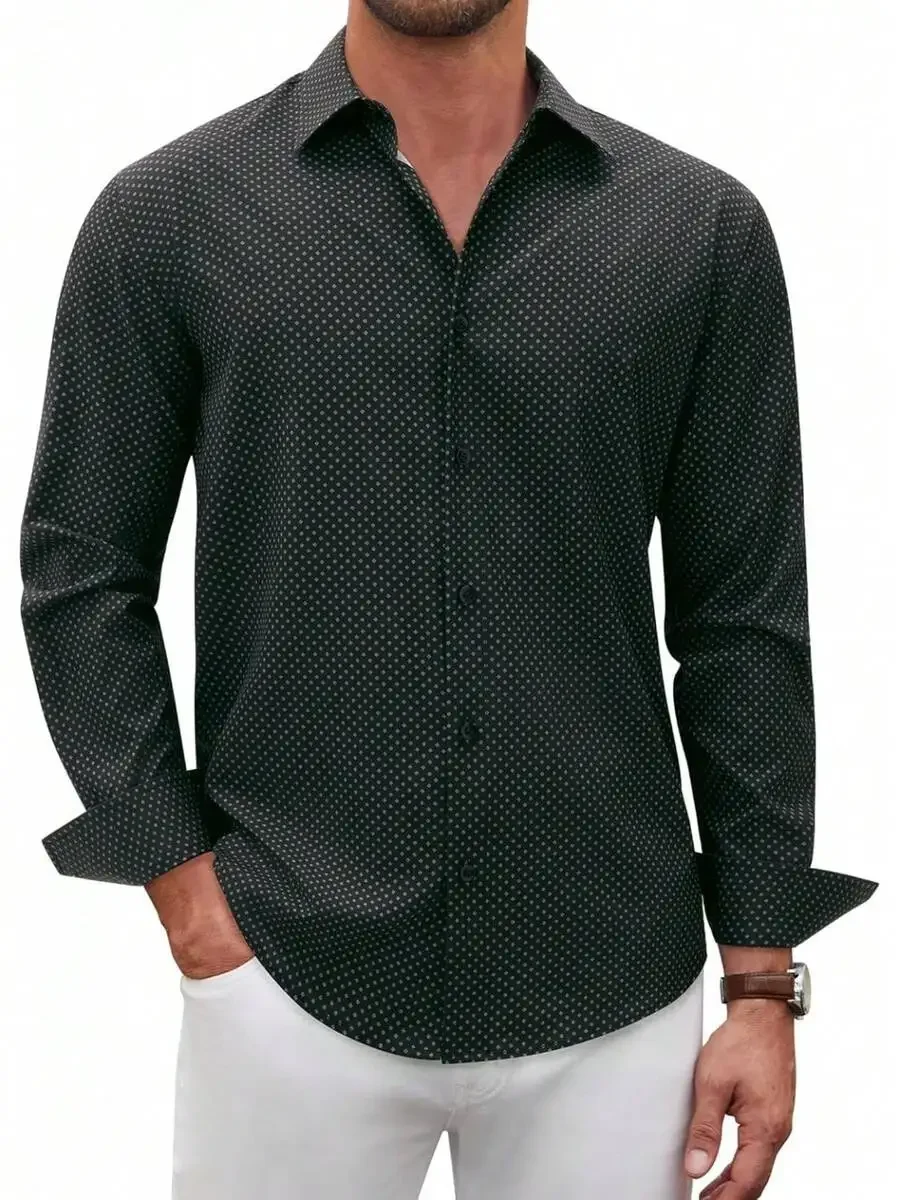 Mens Polka Dot Print Stretch Wrinkle-Free Long Sleeve Button-Down Shirt Business Casual
Mens Polka Dot Print Stretch Wrinkle-Free Long Sleeve Button-Down Shirt Business Casual