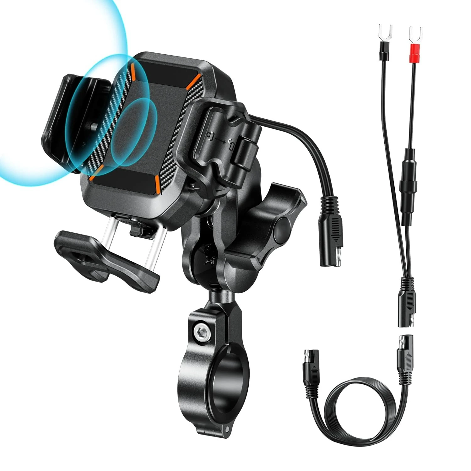 Motorcycle Phone Holder 15W Wireless Charger and 36W USB C Fast Charging for 5.2"-7.2" Up To 15mm Thick Phones
Motorcycle Phone Holder 15W Wireless Charger and 36W USB C Fast Charging for 5.2"-7.2" Up To 15mm Thick Phones