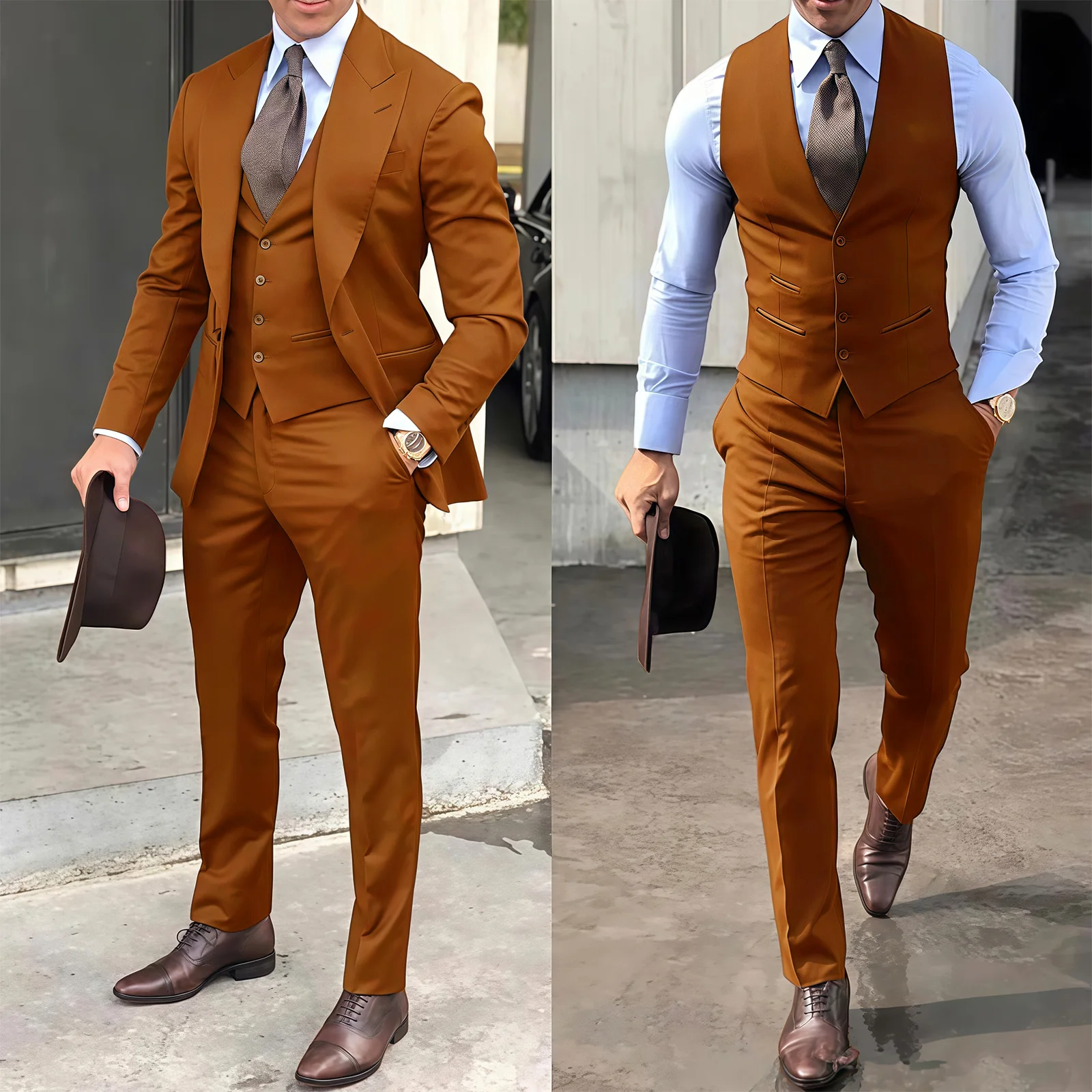 Brown Business Peaked Lapel Suits for Men Slim Fit Solid Tuxedo Boys Suit Trajes Para Hombre Herren Anzug Custom Made Men Suits
Brown Business Peaked Lapel Suits for Men Slim Fit Solid Tuxedo Boys Suit Trajes Para Hombre Herren Anzug Custom Made Men Suits