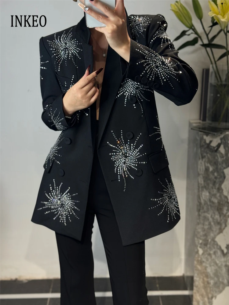 Luxury Rhinestone blazer Slim Women 2025 Spring Fall High quality Double breasted Long sleeve jacket Stylish Outfits INKEO 5O011
Luxury Rhinestone blazer Slim Women 2025 Spring Fall High quality Double breasted Long sleeve jacket Stylish Outfits INKEO 5O011