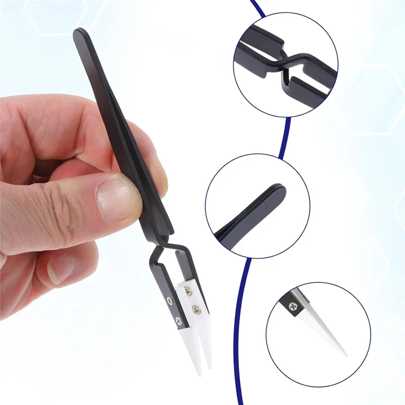 B84B-6 Pcs Reverse Solder Tweezers, Anti-Magnetic Pointed And Curved Tips Tweezer Set For Solder Pinching Coils
B84B-6 Pcs Reverse Solder Tweezers, Anti-Magnetic Pointed And Curved Tips Tweezer Set For Solder Pinching Coils