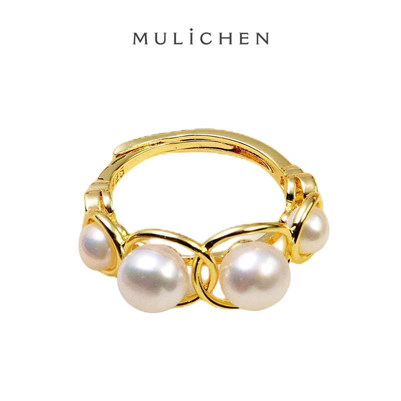 MULICHEN 4-6mm Multiple Freshwater Pearl Decoration Fashion Ring For Women 14K Gold Plated Open Ring Jewelry Wholesale
MULICHEN 4-6mm Multiple Freshwater Pearl Decoration Fashion Ring For Women 14K Gold Plated Open Ring Jewelry Wholesale
