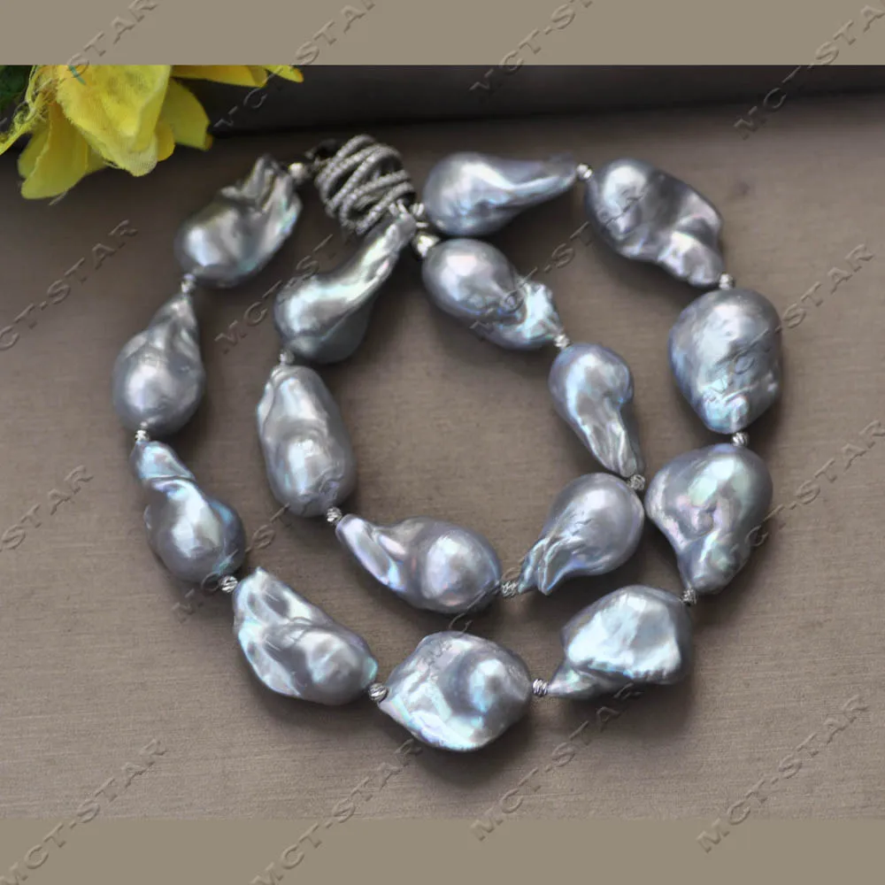 Z14442 18'' 25mm Gray Drop Baroque Keshi Reborn Pearl Necklace Honey Pot CZ
Z14442 18'' 25mm Gray Drop Baroque Keshi Reborn Pearl Necklace Honey Pot CZ