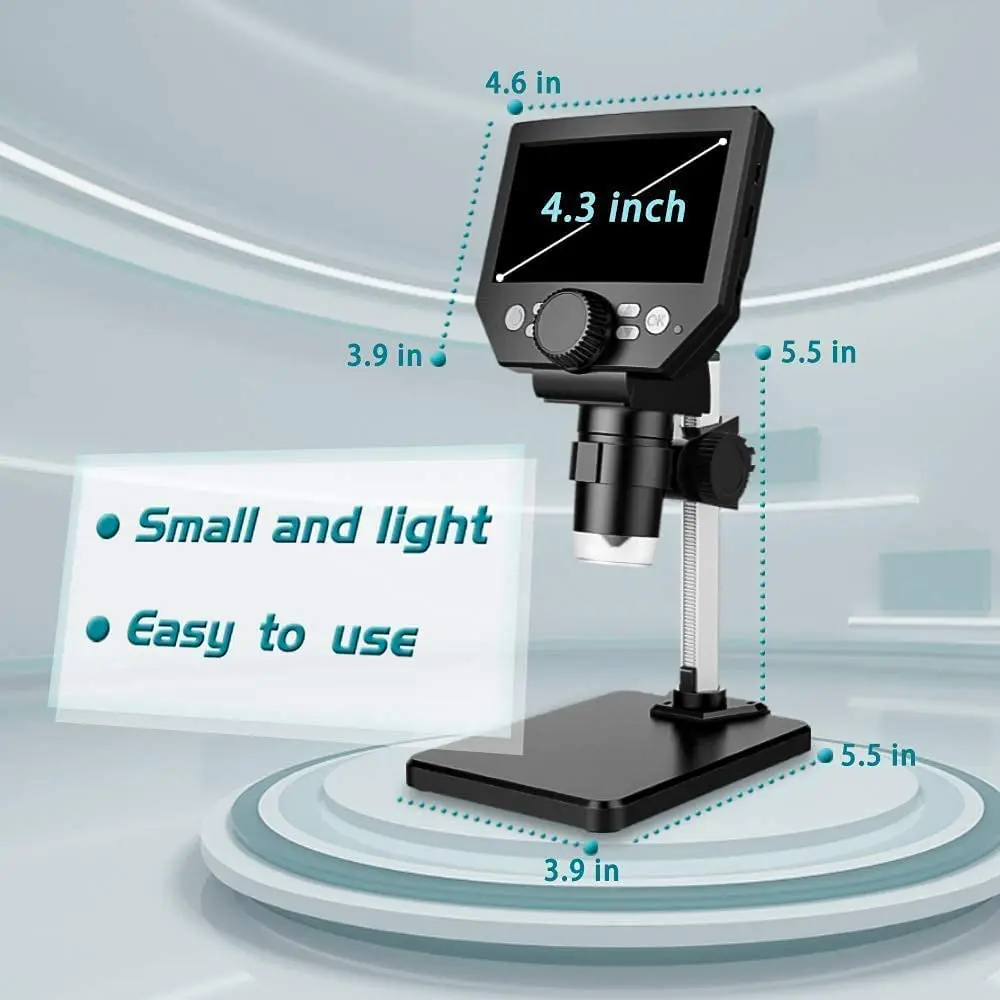 LPPCOLTD 4.3''LCD Digital Microscope 1000X 10MP 1080P Photo/Video Zoom Microscope Metal Stand for Adults Soldering Coins
LPPCOLTD 4.3''LCD Digital Microscope 1000X 10MP 1080P Photo/Video Zoom Microscope Metal Stand for Adults Soldering Coins