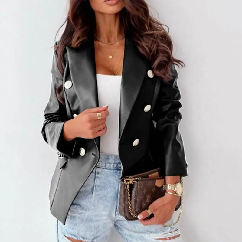 Elegant Autumn Fashion Retro Slim Fit Double Breasted Long Sleeve Suit Jacket PU Leather Coat Open Cardigan Trendy Women's Wear
Elegant Autumn Fashion Retro Slim Fit Double Breasted Long Sleeve Suit Jacket PU Leather Coat Open Cardigan Trendy Women's Wear
