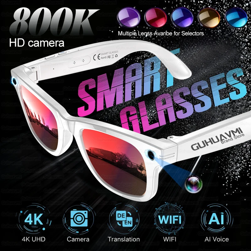 Новые мужские и женские 8-мегапиксельные HD-камеры, умные очки для фотографии высокой четкости, видеозаписи, перевода голосовых вызовов и воспроизведения музыки 
Новые мужские и женские 8-мегапиксельные HD-камеры, умные очки для фотографии высокой четкости, видеозаписи, перевода голосовых вызовов и воспроизведения музыки