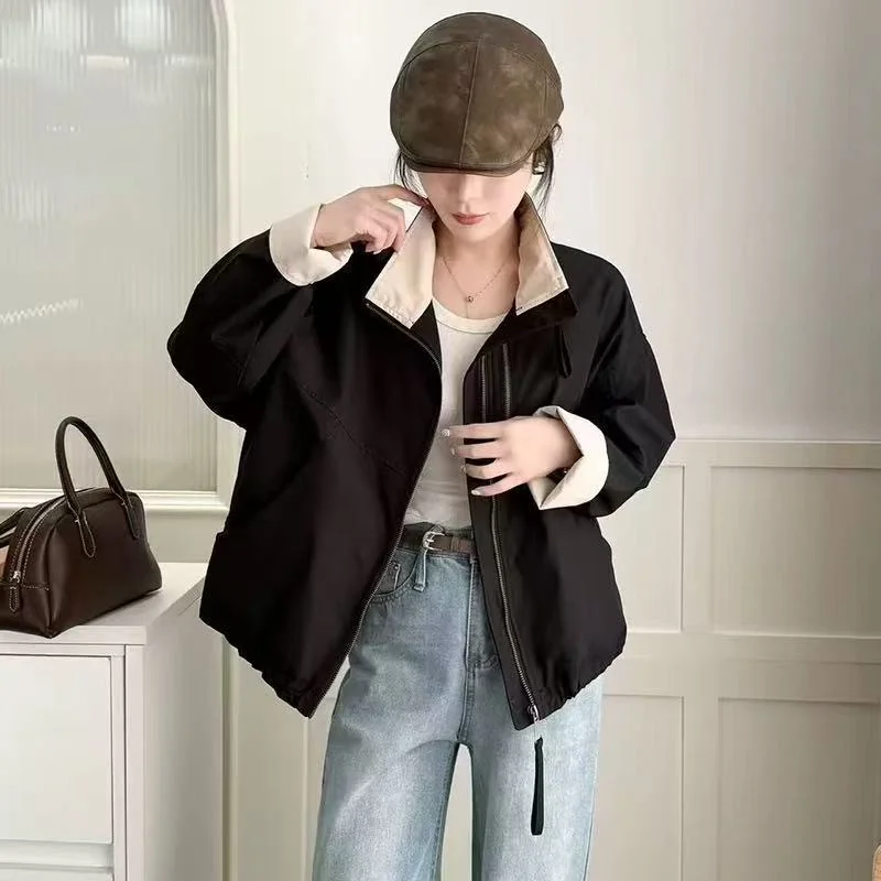 Новинка весны и осени 2024, свободный плащ с коротким воротником-стойкой, женский комплект, универсальный топ с двойной молнией 
Новинка весны и осени 2024, свободный плащ с коротким воротником-стойкой, женский комплект, универсальный топ с двойной молнией