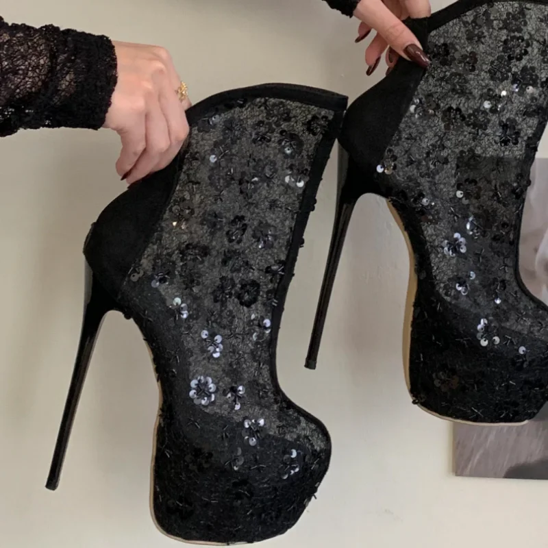 Mesh Shoes for Women Platform High Heels Sequins Female Sandals Back Zippers Tacones Chassure Femme Pleated Zapatos Stitching
Mesh Shoes for Women Platform High Heels Sequins Female Sandals Back Zippers Tacones Chassure Femme Pleated Zapatos Stitching